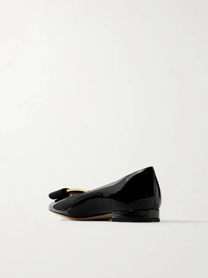 TOM FORD - Audrey Bow-embellished Patent-leather Ballet Flats - Black - Image 3