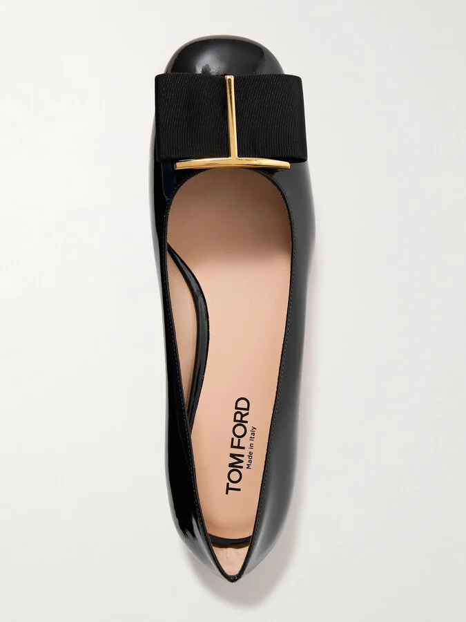 TOM FORD - Audrey Bow-embellished Patent-leather Ballet Flats - Black - Image 5