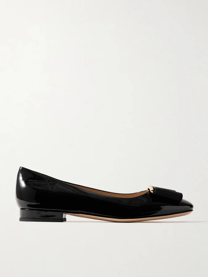 TOM FORD - Audrey Bow-embellished Patent-leather Ballet Flats - Black