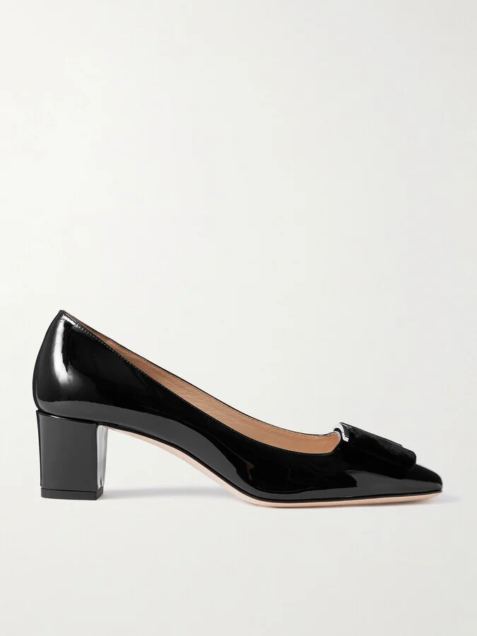 TOM FORD - Audrey Embellished Velvet-trimmed Patent-leather Pumps - Black