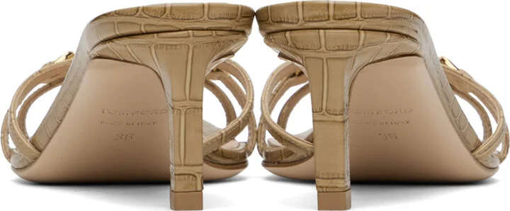 TOM FORD Beige Croc Leather Mules - Image 2