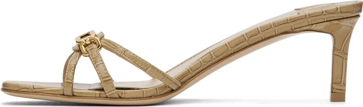 TOM FORD Beige Croc Leather Mules - Image 3