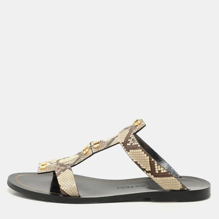 Tom Ford Beige Python Leather Flats Size 39