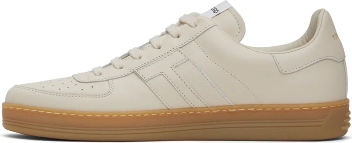 TOM FORD Beige Smoothe Leather Radcliffe Sneakers - Image 3