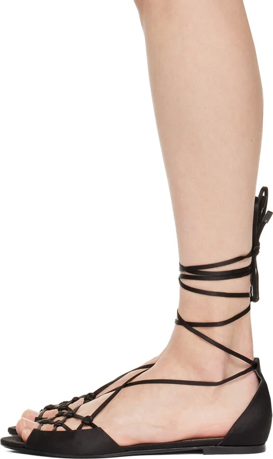 TOM FORD Black Ankle Wrap Sandals - Image 3