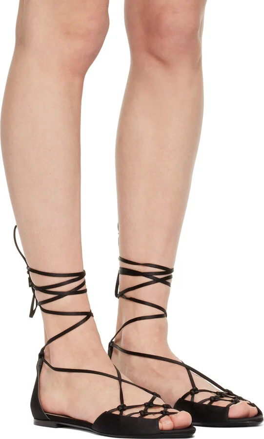 TOM FORD Black Ankle Wrap Sandals - Image 4