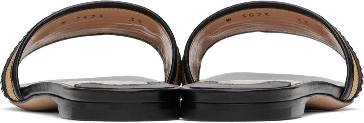 TOM FORD Black & Beige Raffia Smooth Calf Sandals - Image 2