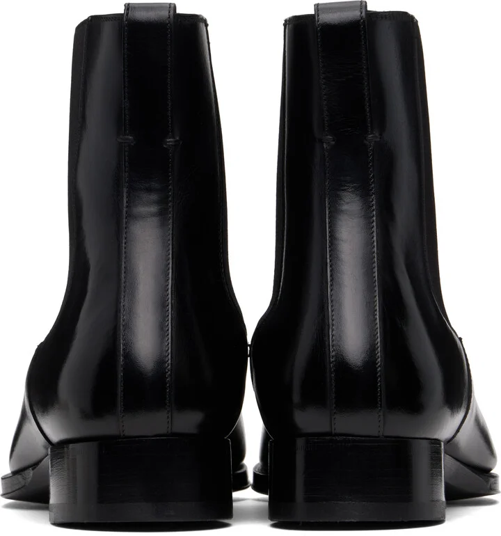 TOM FORD Black Burnished Leather Edgar Chelsea Boots - Image 2