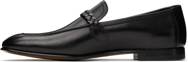 TOM FORD Black Burnished Leather Martin Loafers - Image 3