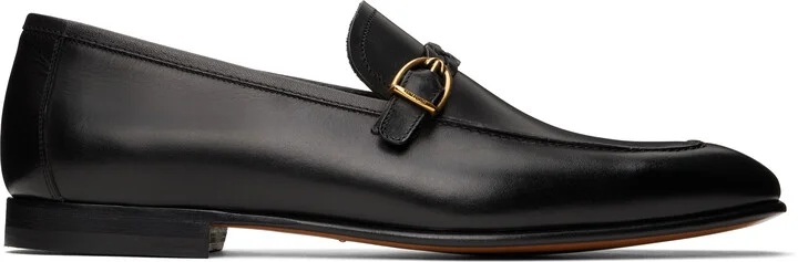 TOM FORD Black Burnished Leather Martin Loafers