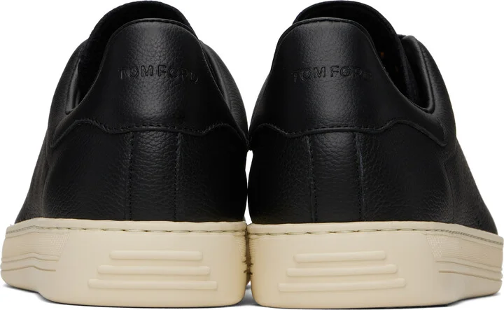 TOM FORD Black Grain Leather Warwick Sneakers - Image 2