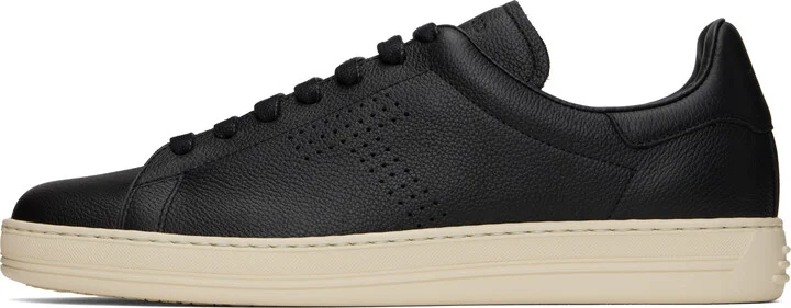 TOM FORD Black Grain Leather Warwick Sneakers - Image 3