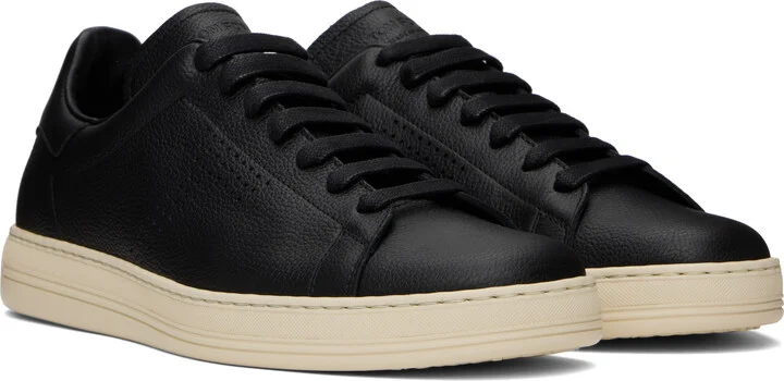 TOM FORD Black Grain Leather Warwick Sneakers - Image 4