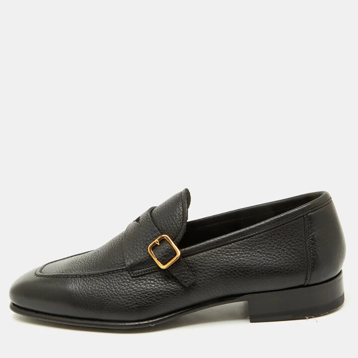 Tom Ford Black Leather Dover Slip On Loafers Size 40