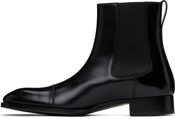 TOM FORD Black Leather Elkan Chelsea Boots - Image 3