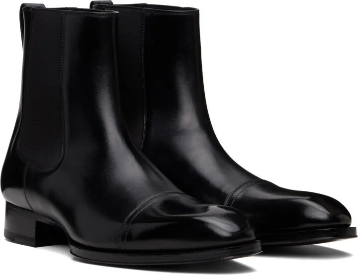 TOM FORD Black Leather Elkan Chelsea Boots - Image 4