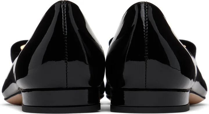 TOM FORD Black Leather & Gros Grain Audrey Ballerina Flats - Image 2
