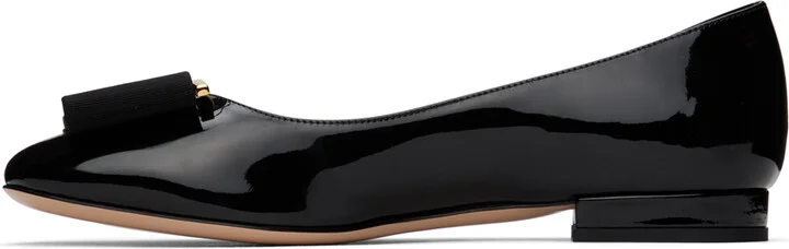 TOM FORD Black Leather & Gros Grain Audrey Ballerina Flats - Image 3