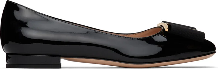 TOM FORD Black Leather & Gros Grain Audrey Ballerina Flats