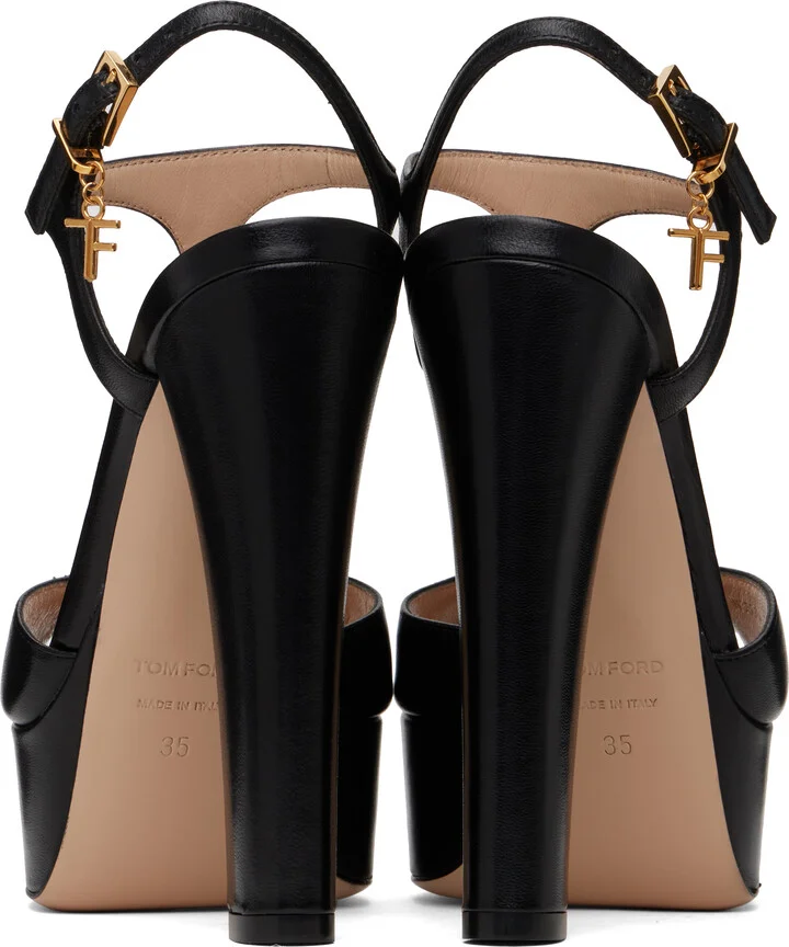 TOM FORD Black Nappa Leather Lux Heeled Sandals - Image 2