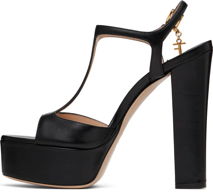 TOM FORD Black Nappa Leather Lux Heeled Sandals - Image 3