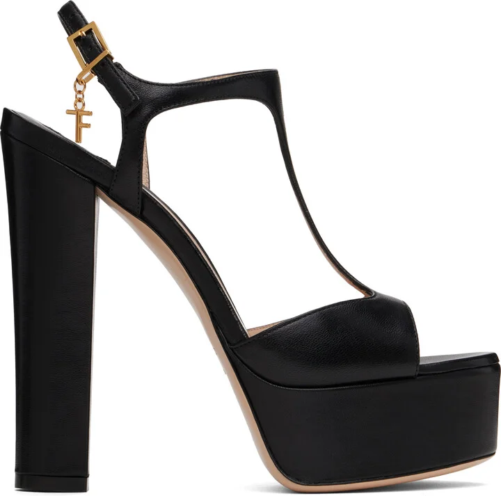 TOM FORD Black Nappa Leather Lux Heeled Sandals