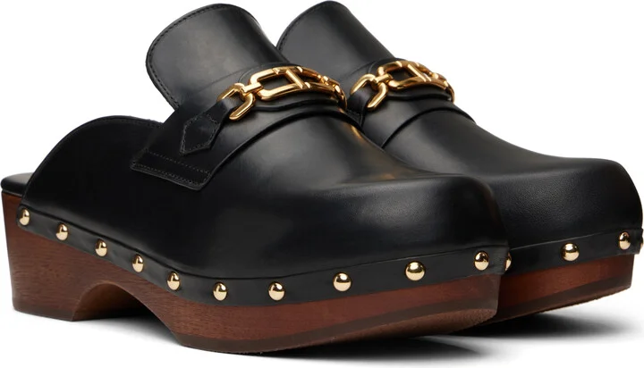 TOM FORD Black Natural Leather Whitney Clogs - Image 4