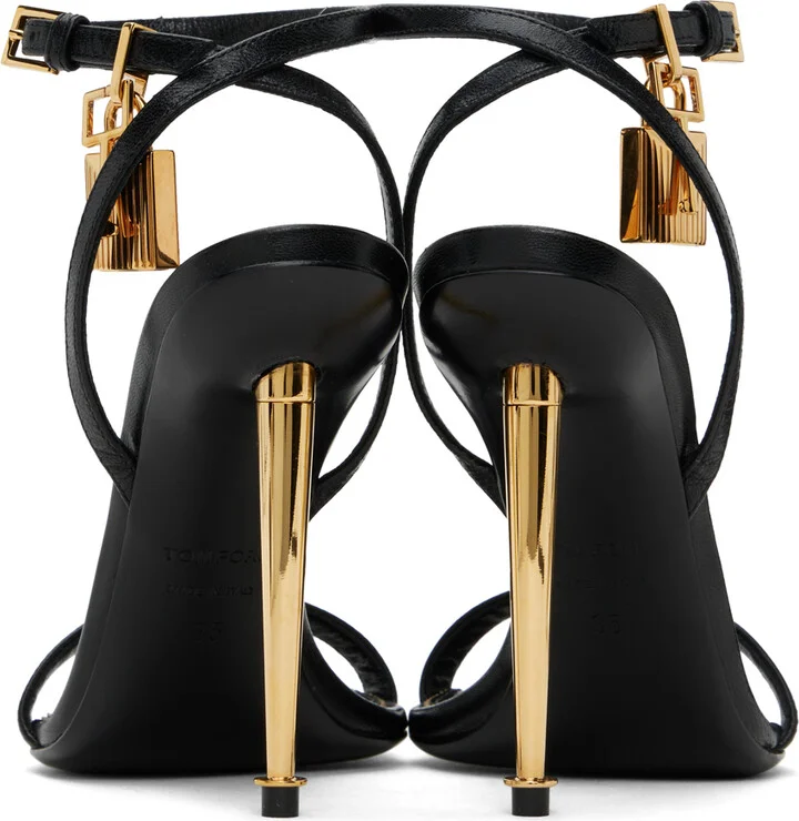 TOM FORD Black Padlock Heeled Sandals - Image 2