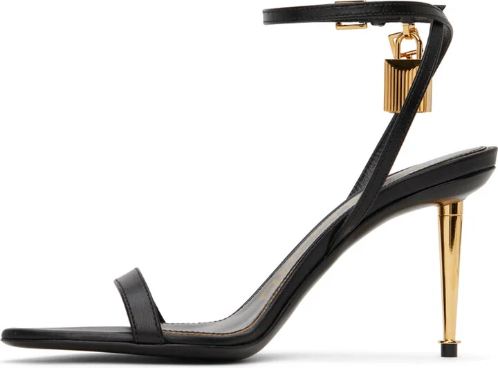 TOM FORD Black Padlock Heeled Sandals - Image 3