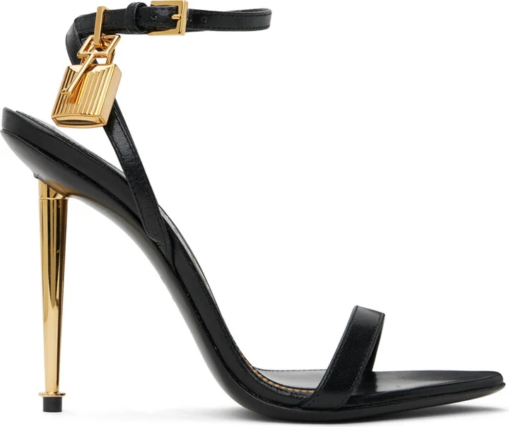 TOM FORD Black Padlock Heeled Sandals