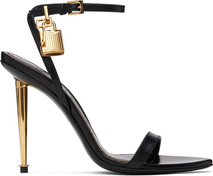 TOM FORD Black Padlock Pointy Naked Heeled Sandals