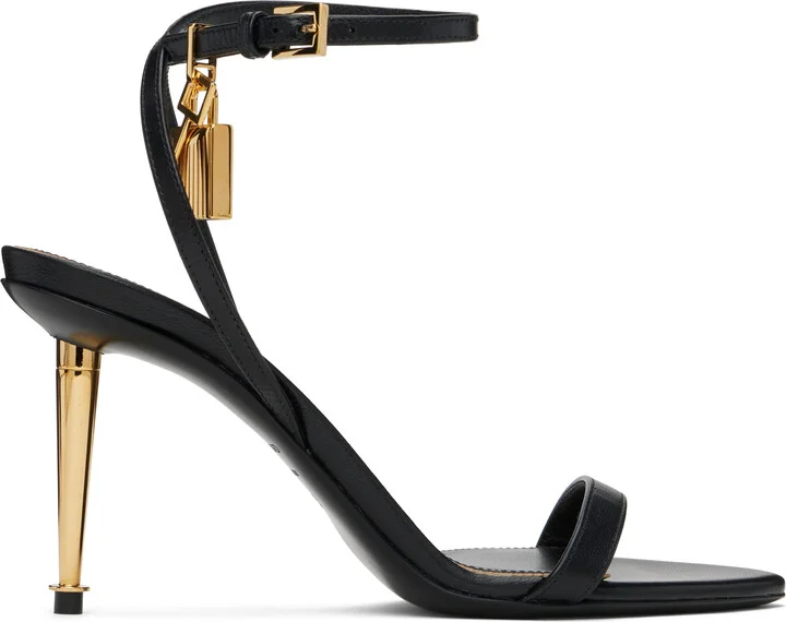 TOM FORD Black Padlock Pointy Naked Heeled Sandals