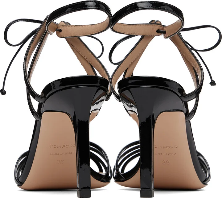 TOM FORD Black Patent Leather Angelica Heeled Sandals - Image 2