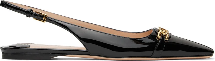 TOM FORD Black Patent Leather Whitney Slingback Ballerina Flats