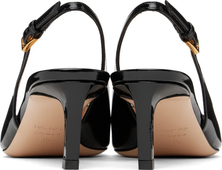 TOM FORD Black Patent Leather Whitney Slingback Heels - Image 2