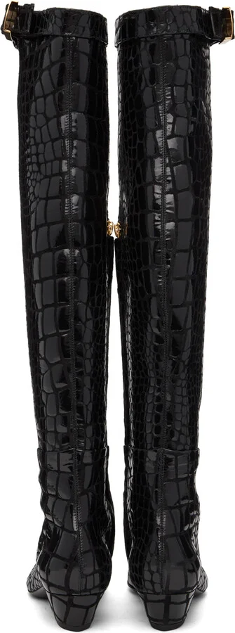 TOM FORD Black Printed Leather Boots - Image 2