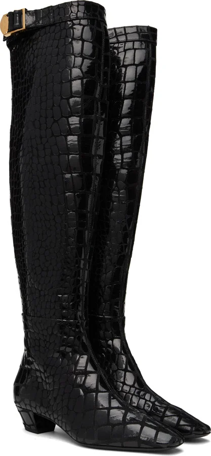 TOM FORD Black Printed Leather Boots - Image 4