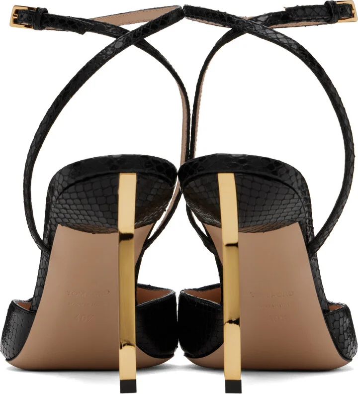 TOM FORD Black Python Slingback Heels - Image 2