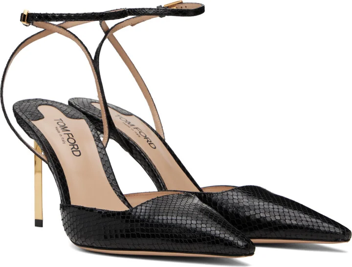 TOM FORD Black Python Slingback Heels - Image 4