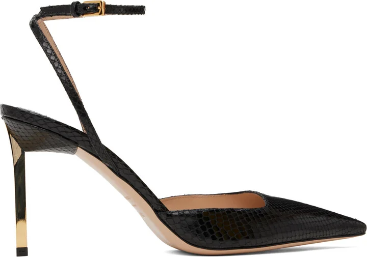 TOM FORD Black Python Slingback Heels