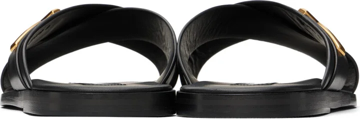 TOM FORD Black Smooth Leather Preston Sandals - Image 2