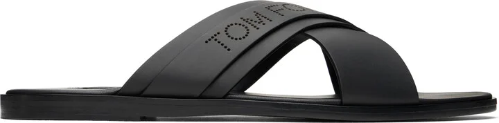 TOM FORD Black Smooth Leather Preston Sandals