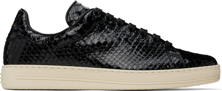 TOM FORD Black Stamped Python Warwick Sneakers