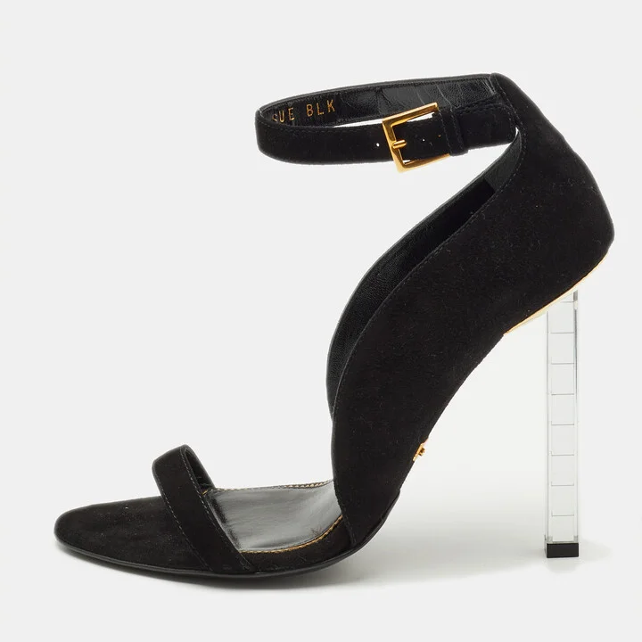 Tom Ford Black Suede Ankle Strap Sandals Size 37