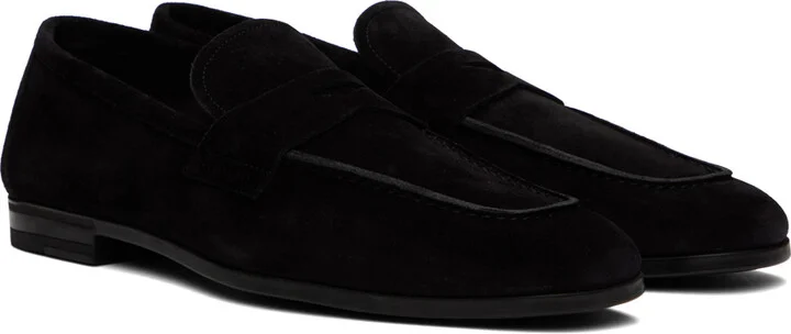 TOM FORD Black Suede Sean Penny Loafers - Image 4