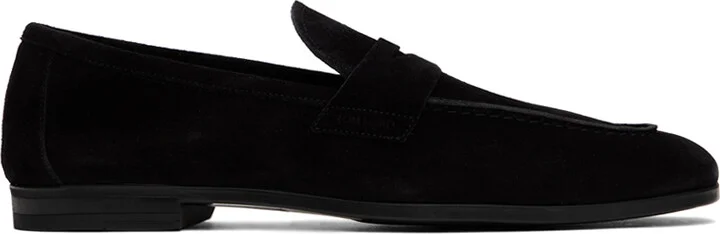 TOM FORD Black Suede Sean Penny Loafers