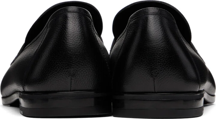 TOM FORD Black Supple Grain Leather Sean Penny Loafers - Image 2