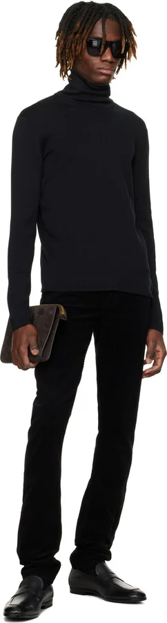 TOM FORD Black Supple Grain Leather Sean Penny Loafers - Image 5