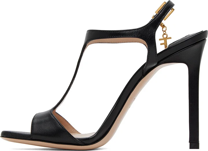 TOM FORD Black T-Strap Heeled Sandals - Image 3