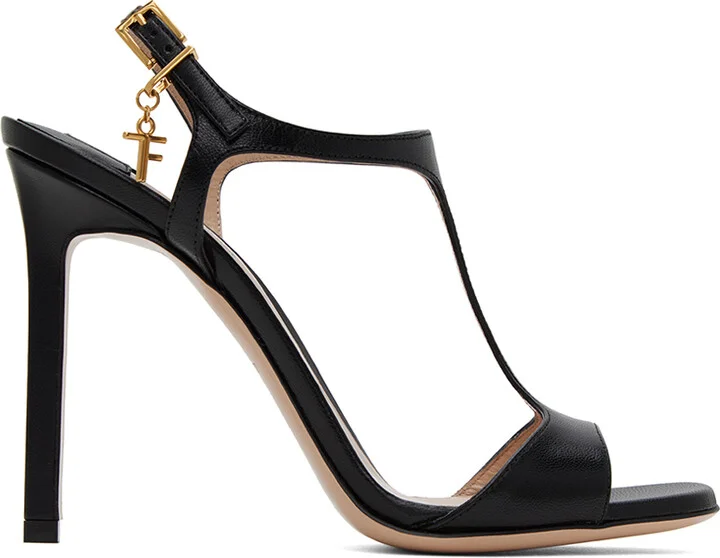 TOM FORD Black T-Strap Heeled Sandals